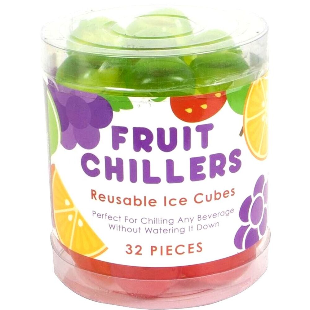 EVRHOLDER Fruit Chillers Reusable Ice Cubes Keep Beverages Cold Variety‎ 32 Pack